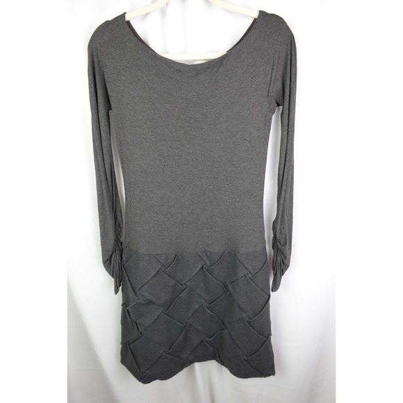 Bailey 44 Sweaters - Bailey 44 Charcoal Ruched Sleeve Quilted Hem Sweater Dress M